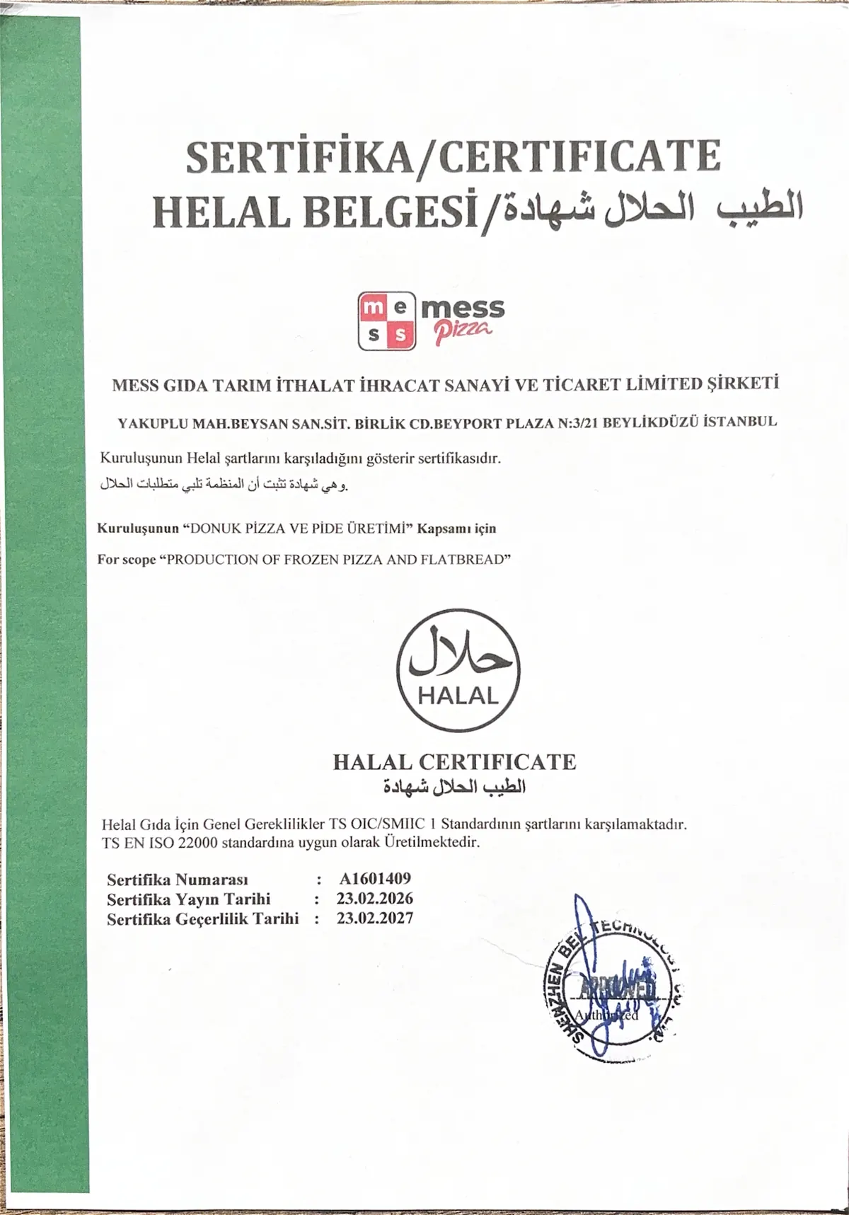Helal Sertifikası